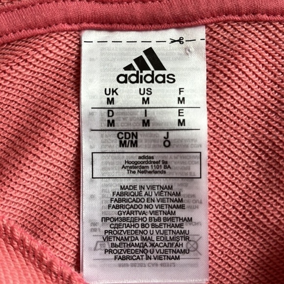 ADIDAS Women’s Giant Logo Hoodie Graphic Sweatshirt Pink White M - Picture 11 of 16